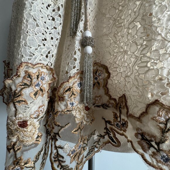 Nikki Danielle Boho Embordered Top Beige, Size Fits All - Picture 6 of 17